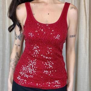 Red sequin tank top